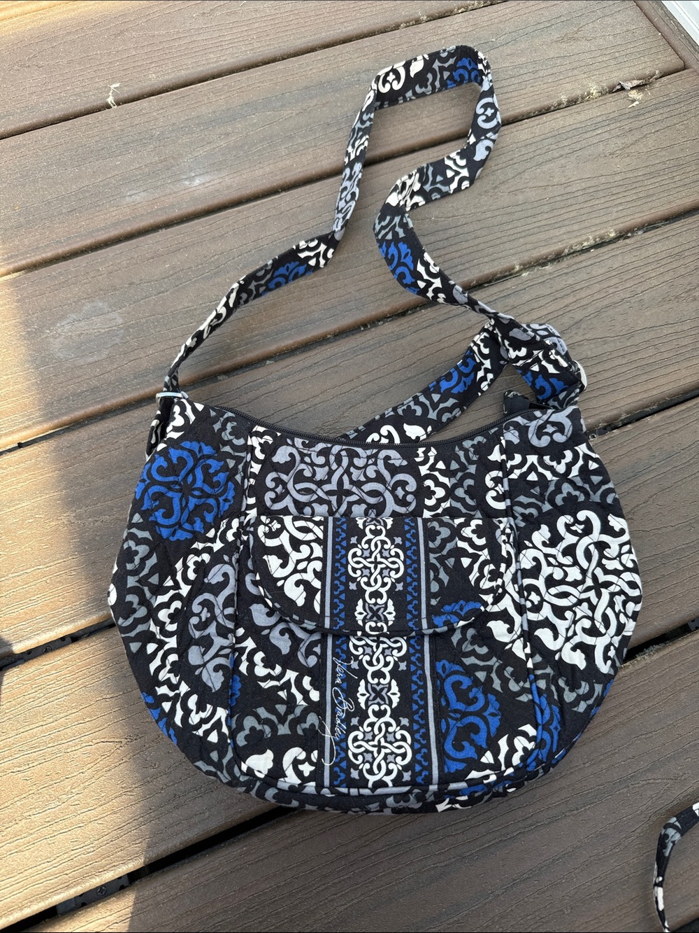 Vera Bradley “Canterbury Colbalt” Quilted Navy & White Patterned Tote Set 9 pcs - Picture 3 of 9